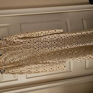 Topshop long sleeve openwork cotton maxi dress